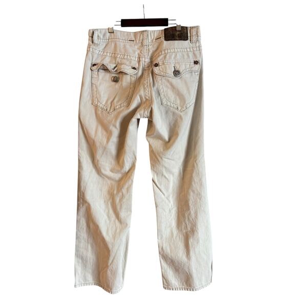 Mek Denim Men's Beige Jeans New York Bootcut Size 33 x 32 100% Cotton - Picture 2 of 8